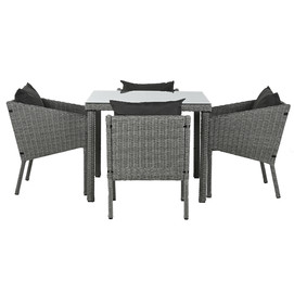 MESA SET 5 RATAN SINTETICO 90X90X72 CON COJINES