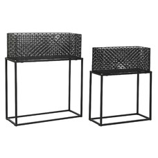 MACETERO SET 2 METAL 60X22X70 NEGRO