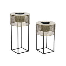 MACETERO SET 2 METAL 33X33X67 NEGRO