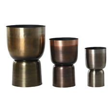 MACETERO SET 3 METAL 40X40X62 PATINADO DORADO