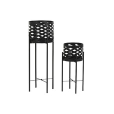 MACETERO SET 2 METAL 27X27X70 NEGRO