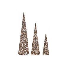 CONO SET 3 LED RATAN 20X20X80 NATURAL