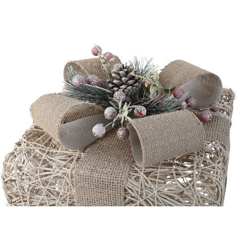 REGALO SET 3 LED 26X26X30 NEVADO CREMA