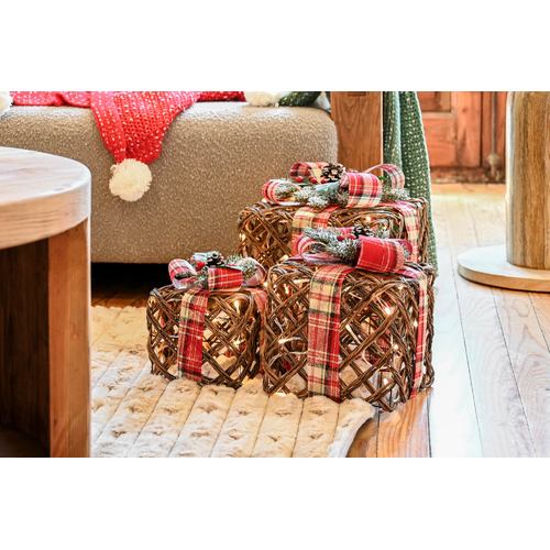 REGALO SET 3 LED PE 26X26X30 30L 3AA NATURAL