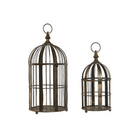 JAULA SET 2 METAL 28,5X29,5X57 ENVEJECIDO DORADO