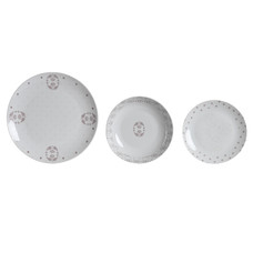 VAJILLA SET 18 PORCELANA 27X27X3 ROSA