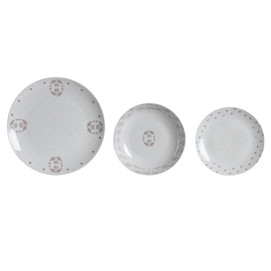 VAJILLA SET 18 PORCELANA 27X27X3 ROSA