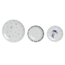 VAJILLA SET 18 PORCELANA 27X27X3 AZUL
