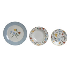 VAJILLA SET 18 PORCELANA 27X27X3 FLORAL AZUL
