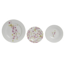 VAJILLA SET 18 PORCELANA 27X27X2 ALMENDRO ROSA