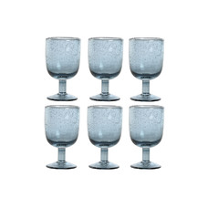 COPA SET 6 CRISTAL 8X8X14 300ML BURBUJAS AZUL