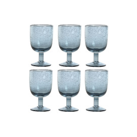 COPA SET 6 CRISTAL 8X8X14 300ML BURBUJAS AZUL