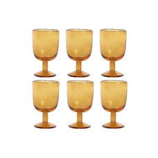 COPA SET 6 CRISTAL 8X8X14 300ML BURBUJAS AMBAR