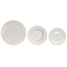 VAJILLA SET 18 PORCELANA 27X27X2 RAYAS BLANCO