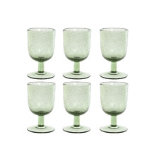 COPA SET 6 CRISTAL 8X8X14 300ML BURBUJAS VERDE
