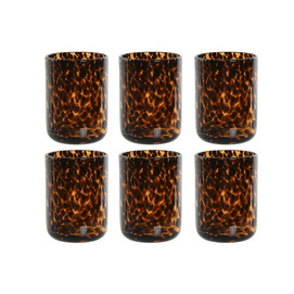 VASO SET 6 CRISTAL 8X8X11 320ML VINTAGE MARRON