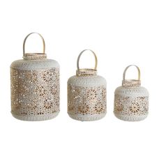 PORTAVELA SET 3 METAL 24X24X32 BLANCO