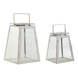 FAROLA SET 2 METAL CRISTAL 26X26X38,5 20X20X28,5
