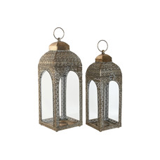 FAROLA SET 2 METAL CRISTAL 20X20X56 16X46,5 DECAPE