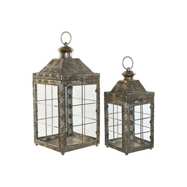 FAROLA SET 2 METAL CRISTAL 26X26X53 17,5X41