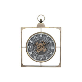 RELOJ PARED HIERRO CRISTAL 60X9X80 ENVEJECIDO