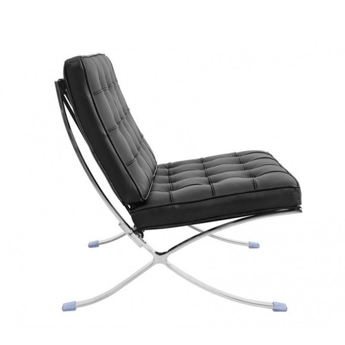 Silla BARNA (T), diseño, acero inoxidable, similpiel negra