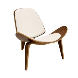 Sillón NORDIC (R), palo rosa, similpiel blanca