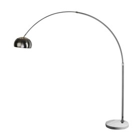 Lámpara AR, pie salón,cromada, base mármol blanco