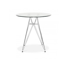 Mesa STAR, cromada, cristal, 90 cms de diámetro