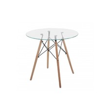 Mesa STAR, madera, cristal, 80 cms de diámetro