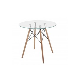 Mesa STAR, madera, cristal, 80 cms de diámetro