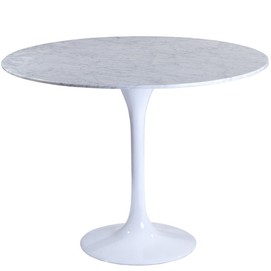 Mesa TUL, fibra de vidrio, mármol blanco, 100 cms de diámetro