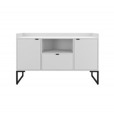 Buffet TOKYO, metal negro, 2 puertas y cajón, MDP color blanco, 135 cms.
