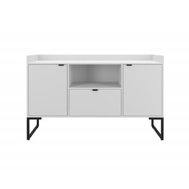 Buffet TOKYO, metal negro, 2 puertas y cajón, MDP color blanco, 135 cms.