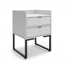 Mesita de noche TOKYO, multiusos, metal negro, 2 cajones, MDP blanco Mesita de noche TOKYO, multiusos, metal negro, 2 cajones, MDP blanco