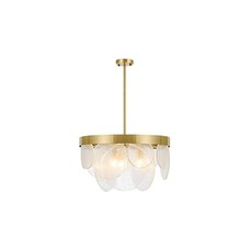 Lámpara NOHRA, colgante, metal dorada, cristal