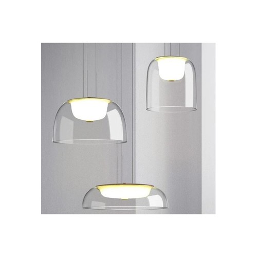 Lámpara WITTEN H170, colgante, metal, cristal, led