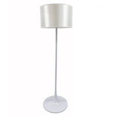 Lámpara LUGANO, pie salón, blanca, pantalla gris claro
