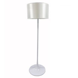 Lámpara LUGANO, pie salón, blanca, pantalla gris claro