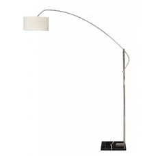 Lámpara OMEGA, pie de salón, cromada, mármol, pantalla blanca