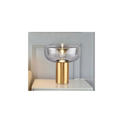 Lámpara HEROLD, sobremesa, metal dorado, tulipa de cristal