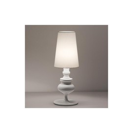 Lámpara LOUVRE, sobremesa, blanca, pantalla blanca
