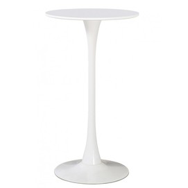 Mesa TUL, alta, metal, blanca, tapa blanca de 60 cms de diámetro