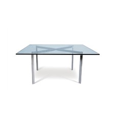 Mesa BCN, baja, acero inoxidable, cristal, 102x102 cms