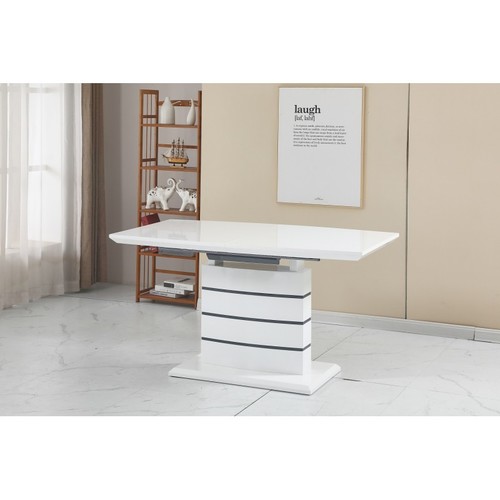 Mesa CHAMBERY, extensible, lacada blanca, 140 ~ 180 x 80 cms