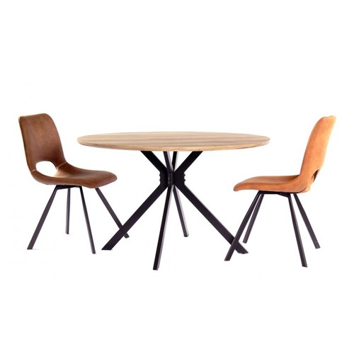 Mesa MINERVA NEW, metal, madera, 120 cms de diámetro