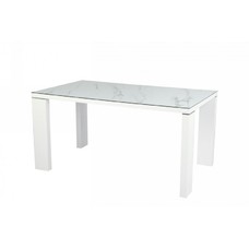 Mesa ROYAL, lacada blanca, cristal ceramico, 150 x 90 cms