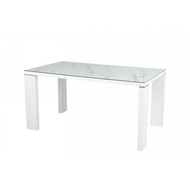 Mesa ROYAL, lacada blanca, cristal ceramico, 150 x 90 cms