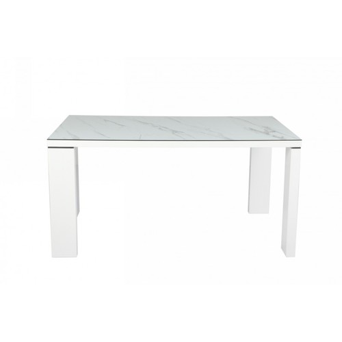Mesa ROYAL, lacada blanca, cristal ceramico, 150 x 90 cms