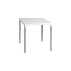 Mesa DOROTEA, aluminio, polipropileno blanco 70x70 cms